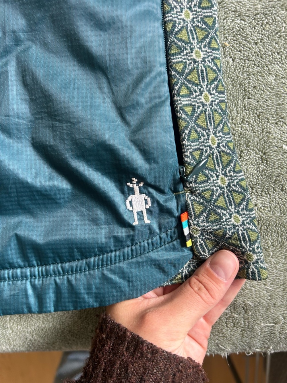 Smartwool Teal & Olive Patterned Jacket Vest